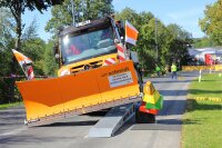 Bei der Fahrt auf die Rampe mussten vier Klötze des Pyramidenstapels abgeräumt werden.